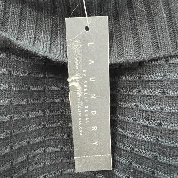 Laundry by Shelli Segal Black Wool & Silk Belted Sweater Tunic Top Blouse NWT - Picture 12 of 13